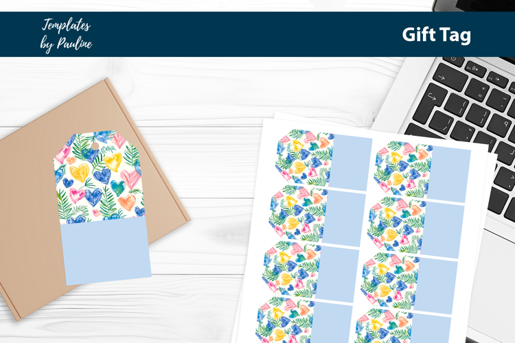 Blue Heart Gift Tag Sheet, Printable Heart Product Label