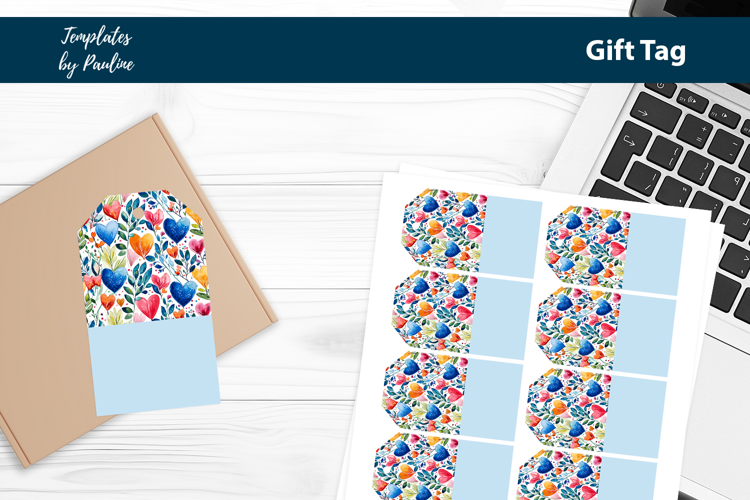 Blue Heart Gift Tag Sheet, Printable Heart Product Label