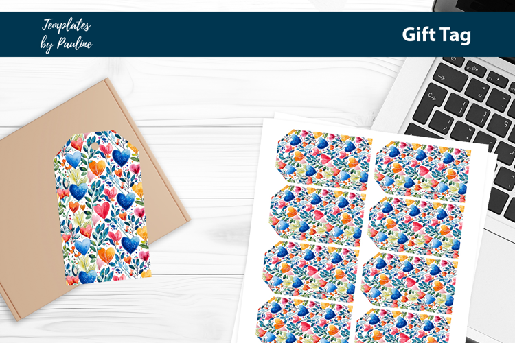 Blue Heart Gift Tag Sheet, Printable Heart Product Label