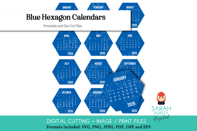2026 Blue Hexagon Calendars Bundle by Sarah Hurley