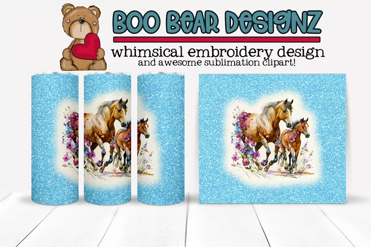 Horses with flowers sublimation tumbler design