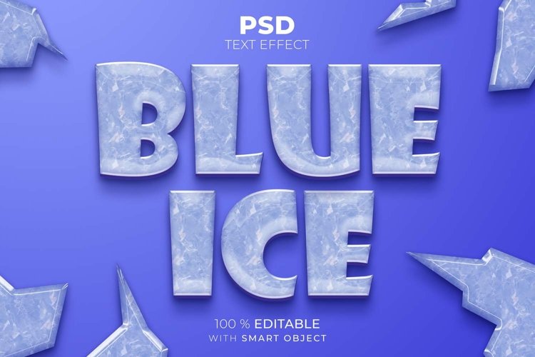 Blue ice 3D editable text effect