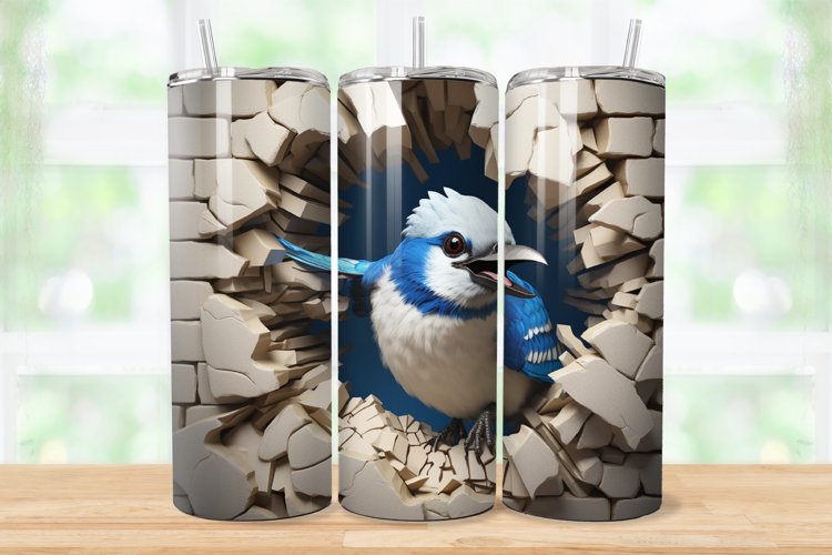 Blue Jay 3D Cracked Hole 20oz/30oz Skinny Tumbler