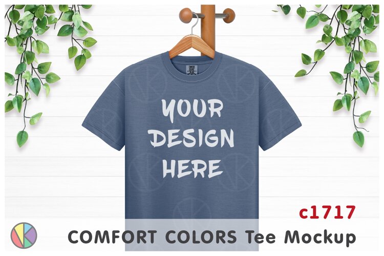 Blue Jean Comfort Colors 1717 T-Shirt Mockup.