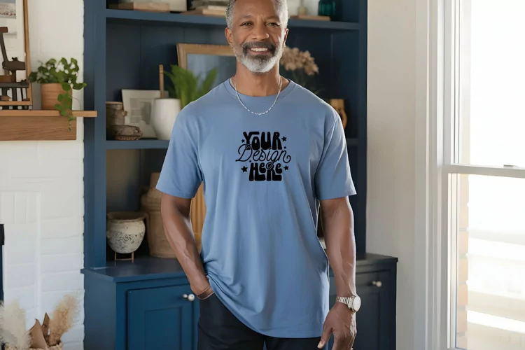 Blue Jean Comfort Colors 1717 Mockup, Men's T shirt Mockup,