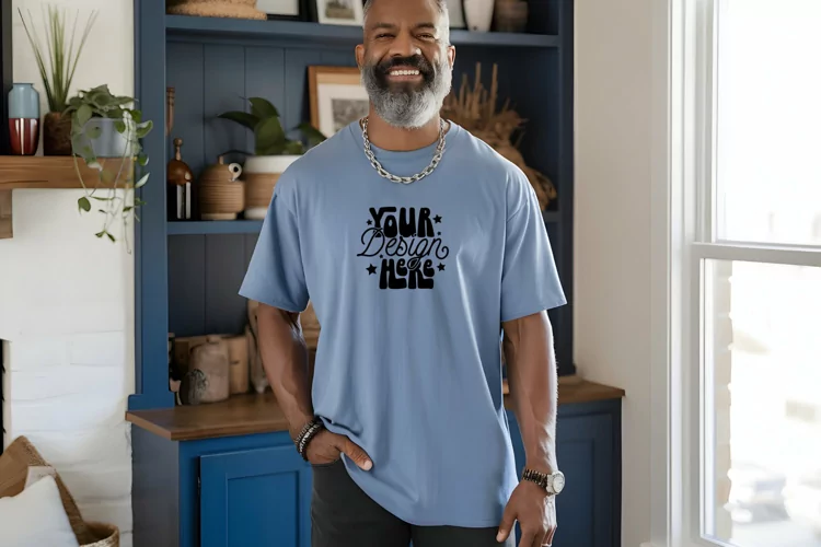 Blue Jean Comfort Colors 1717 Mockup, Men's T shirt Mockup,