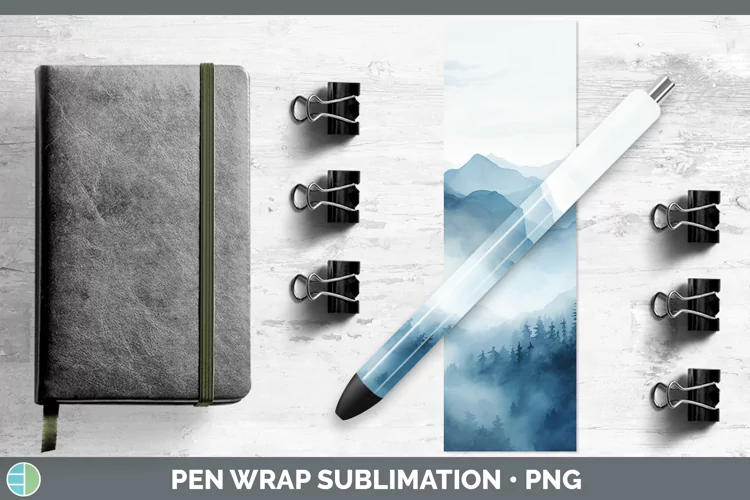 Blue Landscape Pen Wrap Sublimation Epoxy Pen Designs