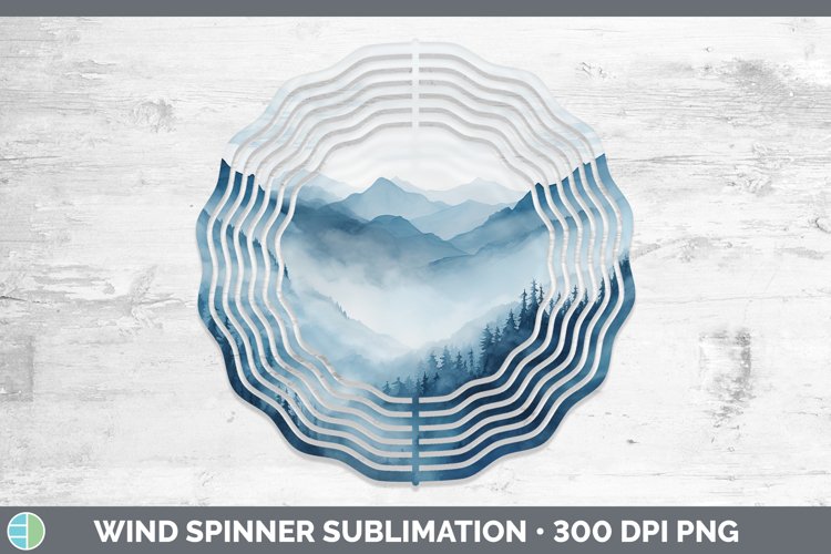 Blue Landscape Wind Spinner Sublimation Spinner Designs