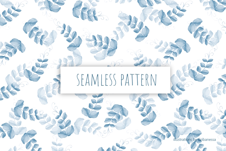 Blue Leaf Seamless Pattern
