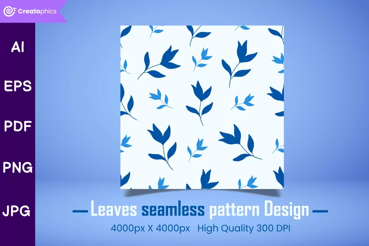 Blue seamless leaves pattern and digital paper