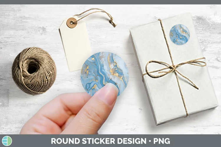 Blue Marble Stickers | Round Labels Designs