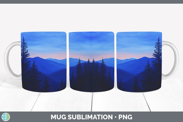 Blue Mountains Mug Wrap Sublimation Coffee Cup Designs