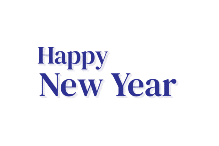 Blue new years day lettering typography graphic