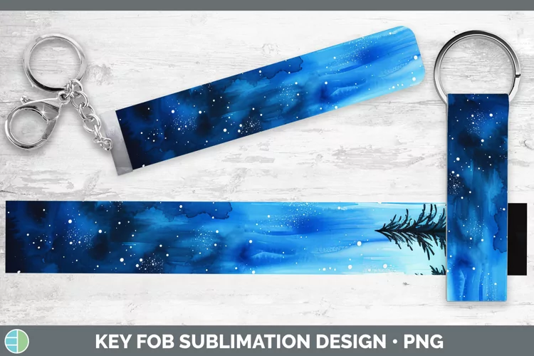 Blue Northern Lights Key Fob Sublimation Wristlet Designs