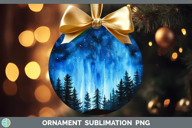 Blue Northern Lights Ornament Sublimation Bauble Designs