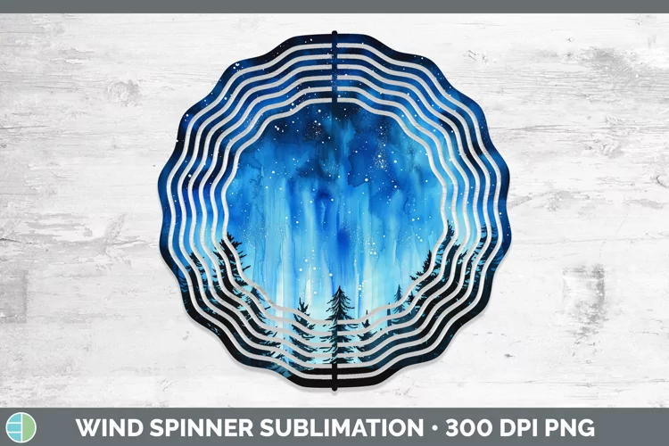 Blue Northern Lights Wind Spinner Sublimation Spinner Design