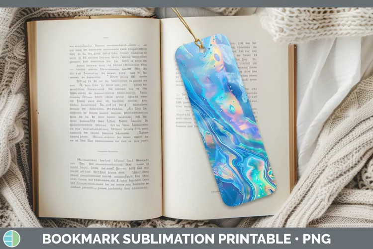 Blue Opalescent Bookmark Sublimation Printable Designs