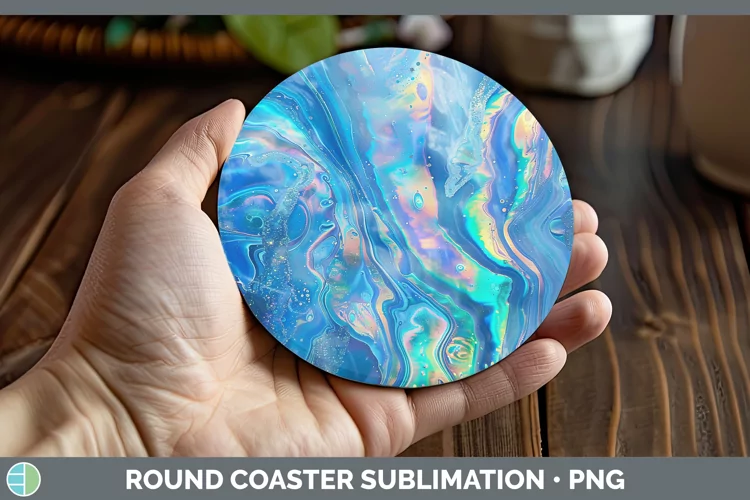Blue Opalescent Round Coaster Sublimation Coaster Designs