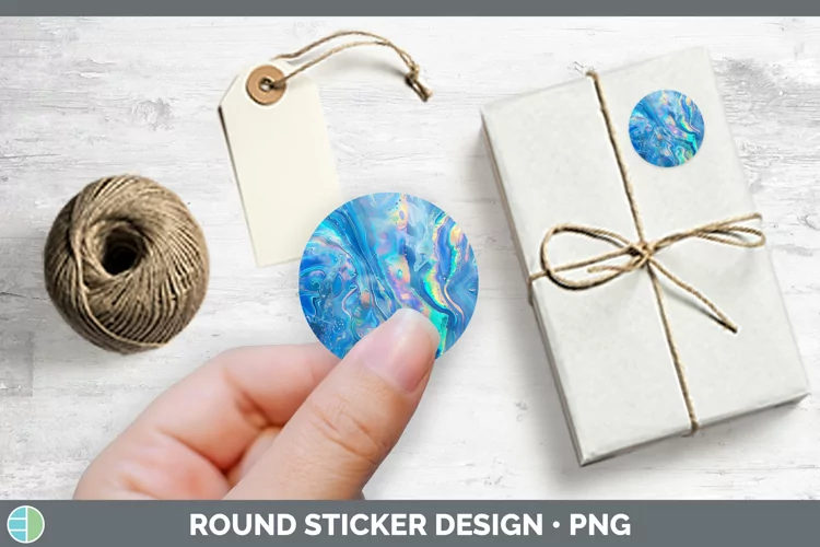Blue Opalescent Stickers | Round Labels Designs
