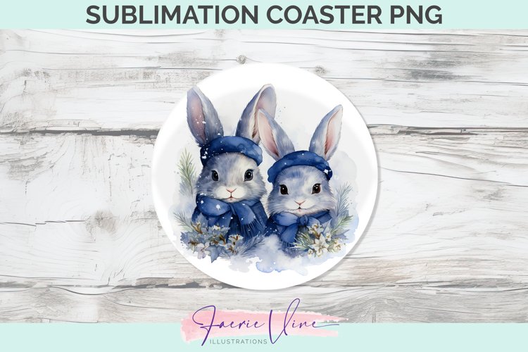 Rabbits Sublimation Round Coaster example image 1