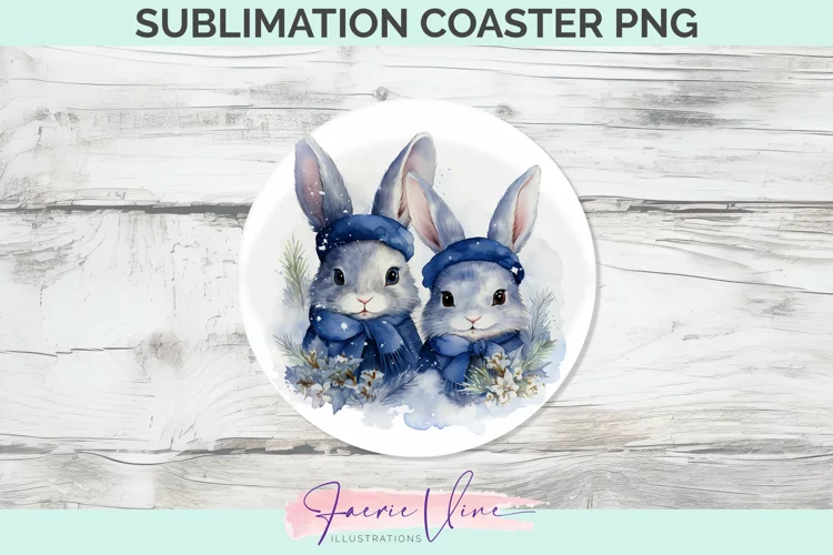 Rabbits Sublimation Round Coaster