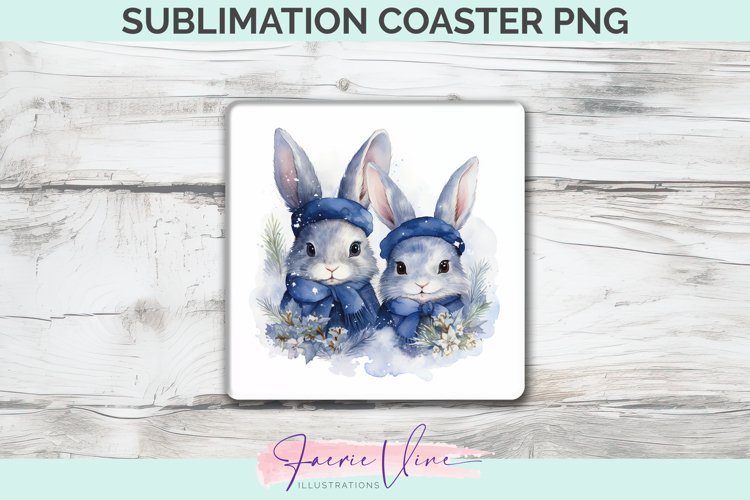 Rabbits Sublimation Square Coaster