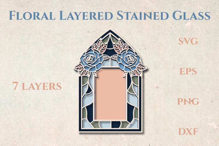 Rose Stained glass - 7 SVG layers