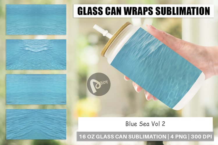 Glass Can Wraps Blue Sea