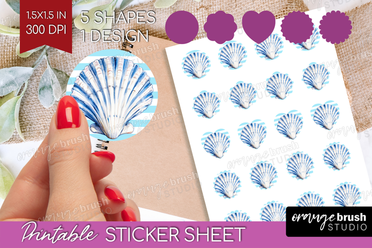 Blue Seashell Nautical Round Sticker Sea Quotes Printable