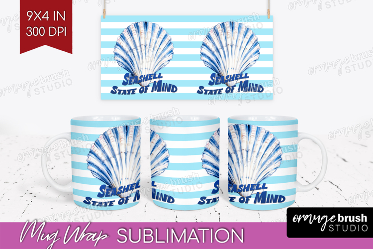 Blue Seashell Nautical Mug Wrap Sea Quotes Mug PNG example image 1