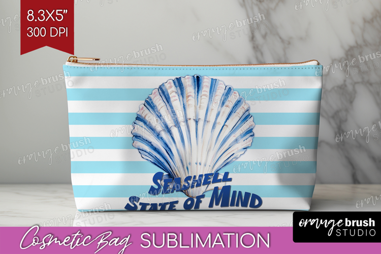 Blue Seashell Nautical Cosmetic Bag Sea Quotes Makeup Bag