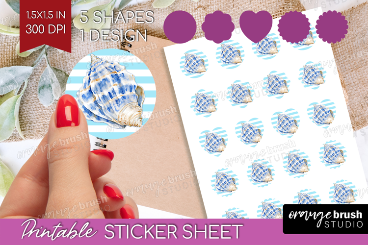 Blue Seashell Nautical Round Sticker Sea Quotes Printable