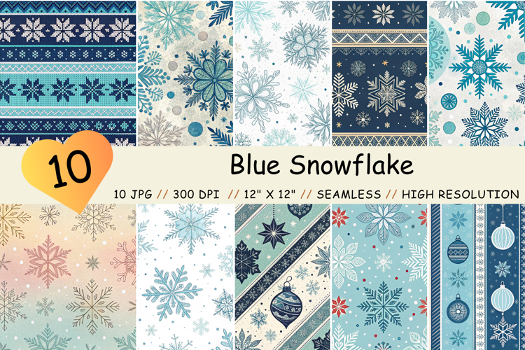 Christmas Pattern, Blue Snowflake Seamless Paper