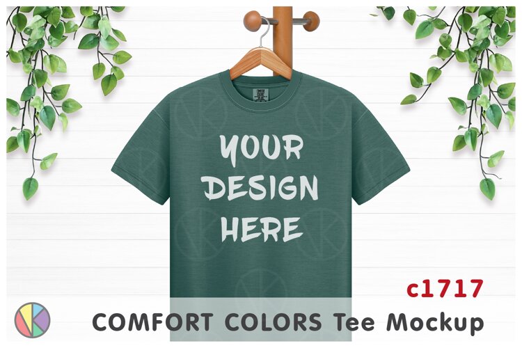 Blue Spruce Comfort Colors 1717 T-Shirt Mockup.