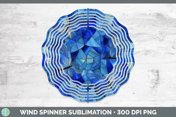 Blue Stained Glass Wind Spinner Sublimation Spinner Designs