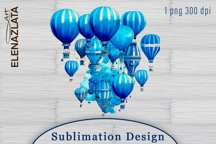 Watercolor travel balloon with flowers, travel balloon