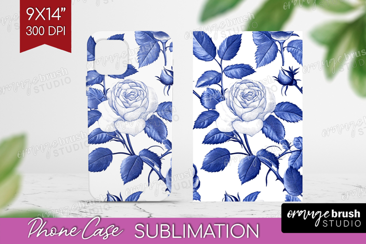Blue Toile Flowers Phone Case PNG - Chinoiserie Case PNG