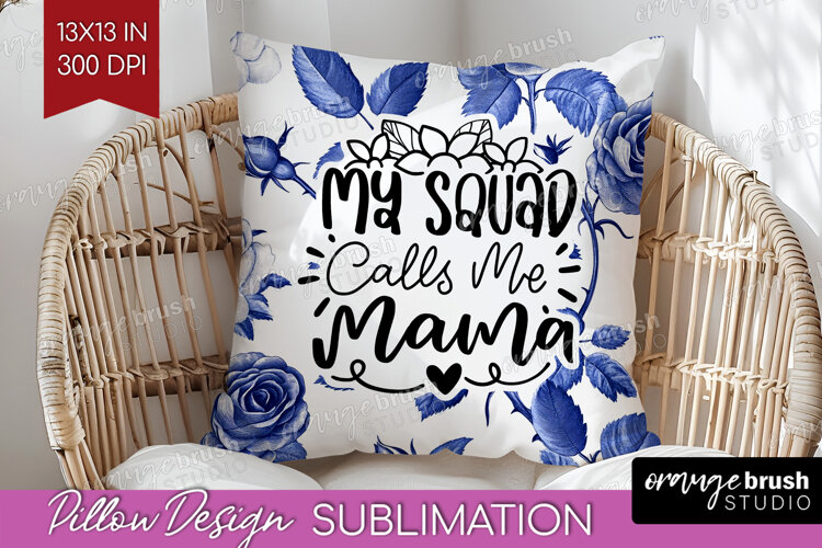 Mothers Day Quote Pillow Sublimation - Blue Toile Pillow PNG example image 1