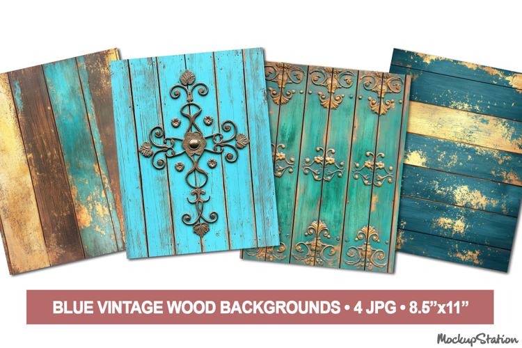 Shabby Old Floral Wood Papers Digital Paper Backgrounds JPG
