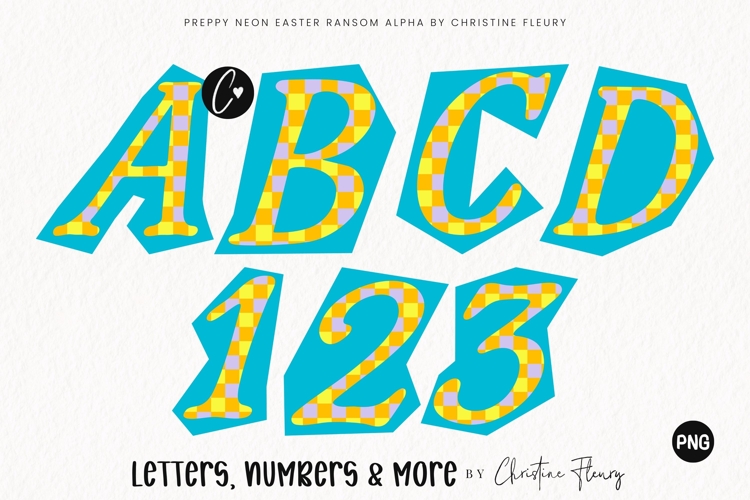 Plaid Neon Easter Ransom Alpha PNG Clipart