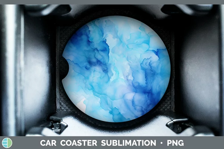 Blue Watercolor Car Coaster Sublimation Coaster Designs