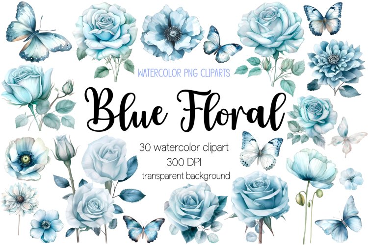 Blue Flowers Clipart Image 23