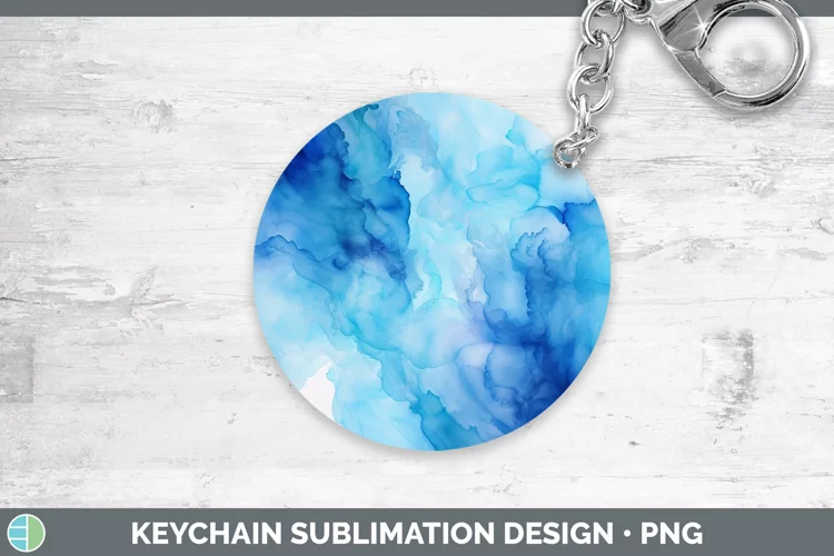Blue Watercolor Keychain Sublimation Keyring Designs