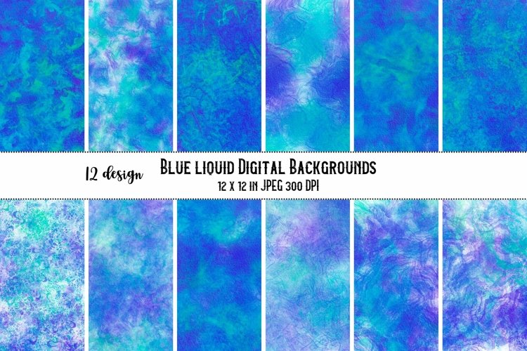 12 Blue watercolor liquid background, digital background