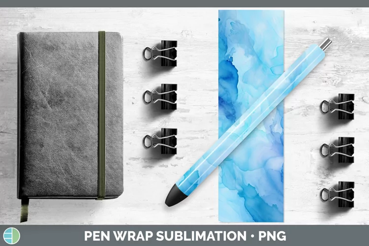 Blue Watercolor Pen Wrap Sublimation Epoxy Pen Designs