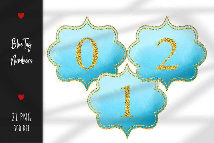 Bright Blue Labels with Numbers