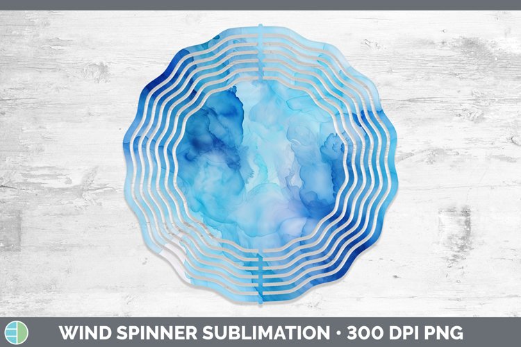 Blue Watercolor Wind Spinner Sublimation Spinner Designs