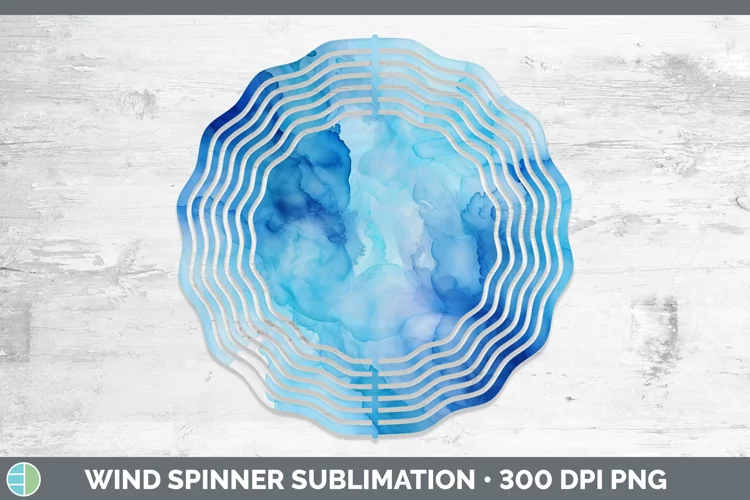 Blue Watercolor Wind Spinner Sublimation Spinner Designs