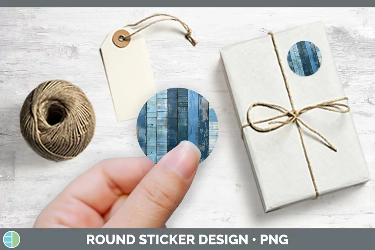 Blue Wood Stickers | Round Labels Designs