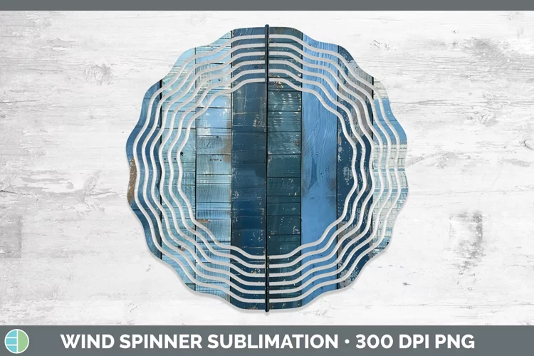 Blue Wood Wind Spinner Sublimation Spinner Designs